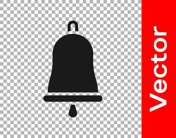 Black Ringing Bell Icoon Geïsoleerd Transparante Achtergrond Alarmsymbool Bedrijfsbel Handbelteken — Stockvector