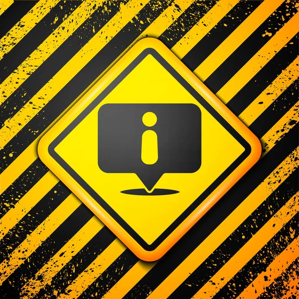 Černá Informační Ikona Izolovaná Žlutém Pozadí Varovné Znamení Vektorová Ilustrace — Stockový vektor