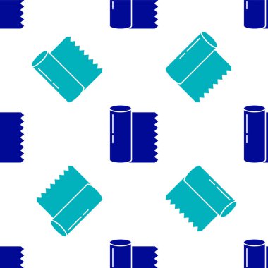 Mavi Tekstil kumaş rulo ikonu beyaz arka planda izole edilmiş pürüzsüz desen. Yuvarlan, paspas, halı, halı, halı ya da kağıt rulo ikonu. Vektör İllüstrasyonu.