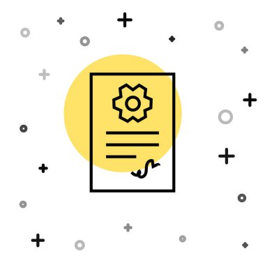 Siyah çizgi oto servis kontrol simgesi beyaz arkaplanda izole edildi. Araba servisi. Rastgele dinamik şekiller. Vektör İllüstrasyonu.