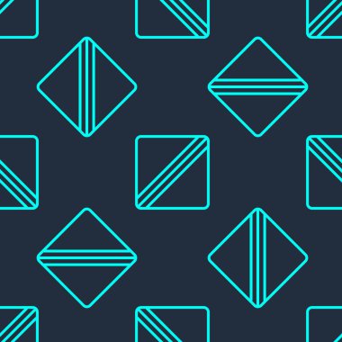 Yeşil Çizgi Dikiş Deseni simgesi mavi arkaplanda izole edilmiş kusursuz desen. Dikiş için işaretler. Vektör İllüstrasyonu.