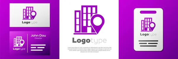Logotype Pointeur Carte Avec Icône Maison Isolée Sur Fond Blanc — Image vectorielle