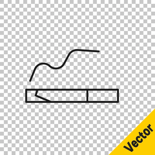 Ligne Noire Icône Cigarette Isolée Sur Fond Transparent Panneau Tabac — Image vectorielle