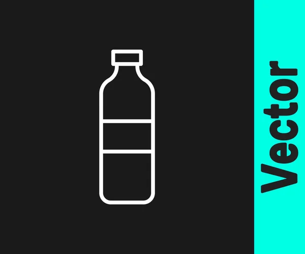 Línea Blanca Icono Botella Agua Aislado Sobre Fondo Negro Signo — Vector de stock