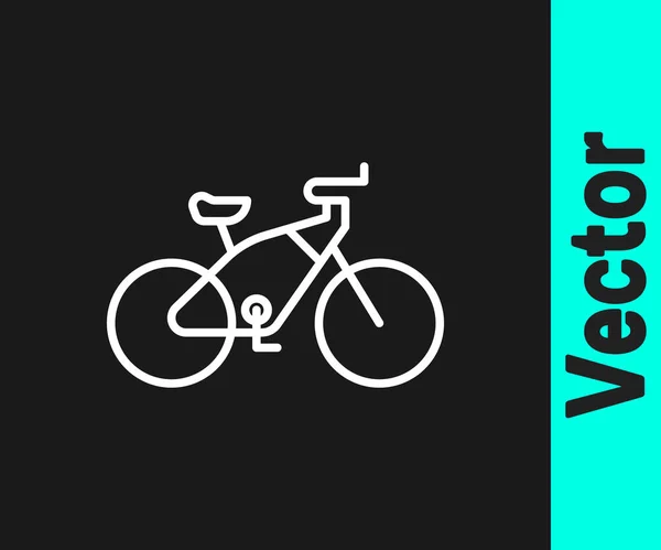 Ligne Blanche Icône Vélo Isolé Sur Fond Noir Course Vélo — Image vectorielle