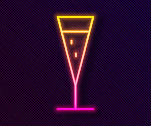 Gloeiende Neon Lijn Glas Champagne Icoon Geïsoleerd Zwarte Achtergrond Vector — Stockvector