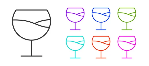 Black Line Wine Glass Icon Isolated White Background Wineglass Sign — Stock Vector