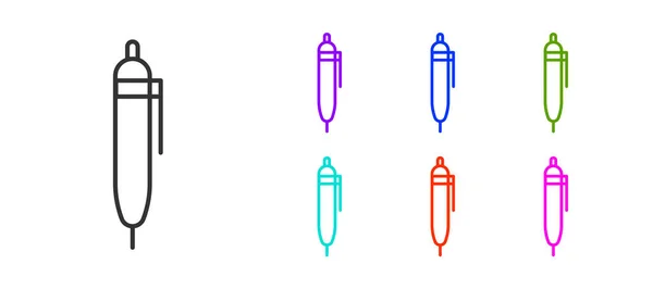 Black Line Pen Symbol Isoliert Auf Weißem Hintergrund Setzen Sie — Stockvektor