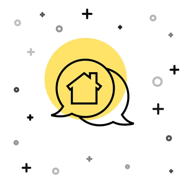 Μαύρη Γραμμή Real Estate Σπίτι Μήνυμα Στην Ομιλία Εικονίδιο Φούσκα — Διανυσματικό Αρχείο