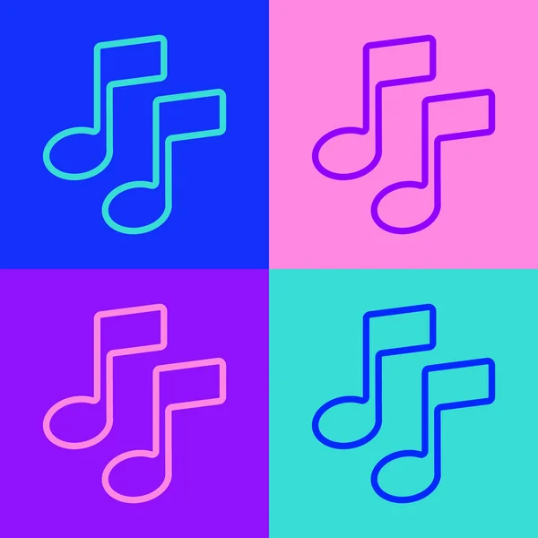 Pop Art Line Uwaga Muzyka Dźwięk Ikona Izolowane Tle Koloru — Wektor stockowy