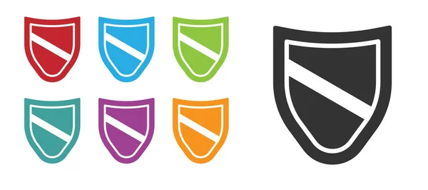 Icono Black Shield Aislado Sobre Fondo Blanco Señal Guardia Seguridad — Archivo Imágenes Vectoriales