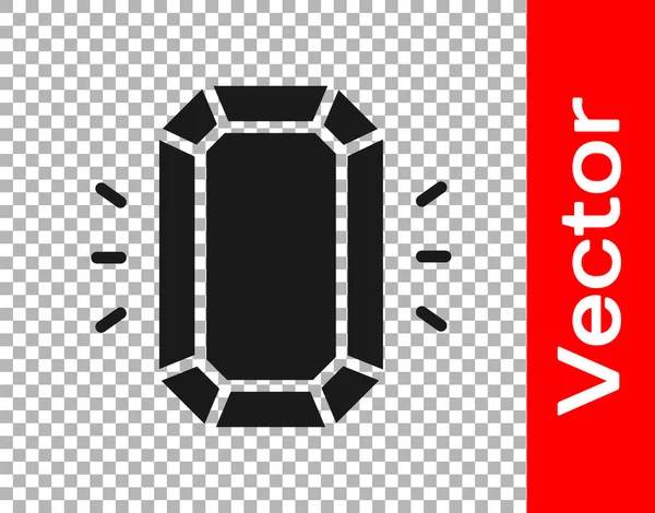 Icono Diamante Negro Aislado Sobre Fondo Transparente Símbolo Joyería Piedra — Vector de stock