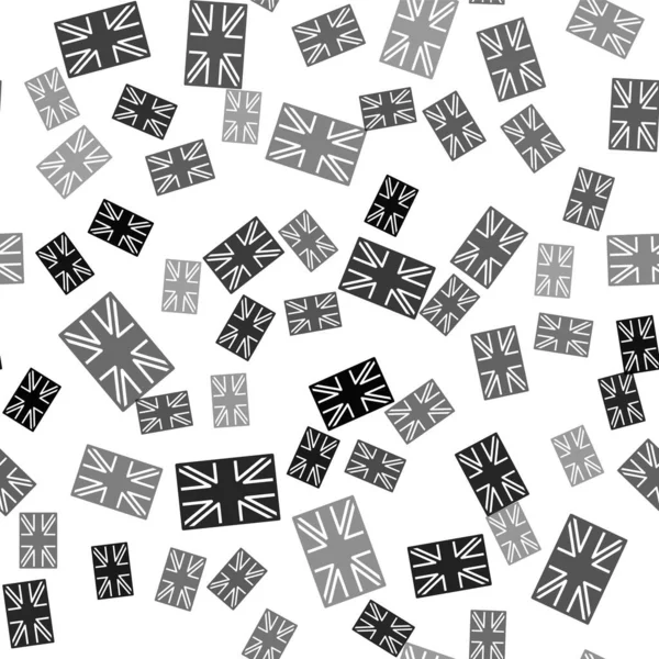 Black Flag Great Britain Icon Isolated Seamless Pattern White Background — Stock Vector