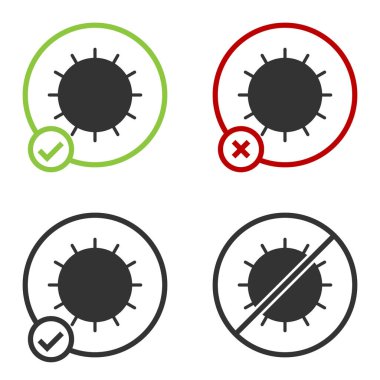 Siyah Güneş simgesi beyaz arkaplanda izole edildi. Yaz sembolü. Güneşli bir gün. Çember düğmesi. Vektör.