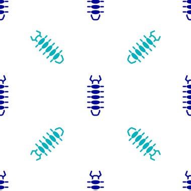 Mavi Kırkayak böcek simgesi beyaz arkaplandaki kusursuz deseni izole etti. Vektör.