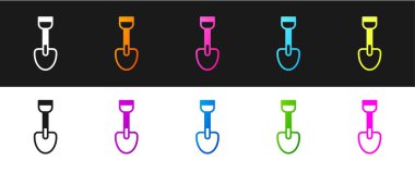 Kürek oyuncağı simgesini siyah beyaz arkaplanda izole et. Vektör.