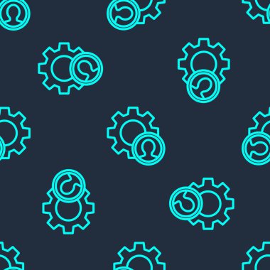 Yeşil çizgi kafa avlama ikonu mavi arka planda izole edilmiş pürüzsüz desen. İş hedefi ya da İstihdam tabelası. İş için insan kaynakları ve adam toplama. Vektör.