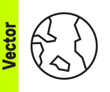 Siyah çizgi Dünya ikonu beyaz arka planda izole edilmiş. Dünya ya da Dünya işareti. Küresel internet sembolü. Geometrik şekiller. Vektör.