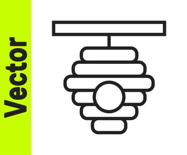 Beyaz arka planda izole edilmiş siyah çizgi arı kovanı simgesi. Arı kovanı sembolü. Apiary ve arı yetiştiriciliği. Tatlı doğal yemek. Vektör.