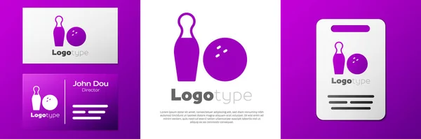 Logotype Bowling Pin Ball Icon Isolated White Background Sport Equipment — Stock Vector