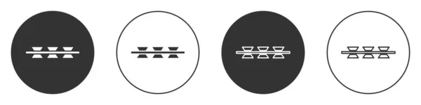 Icono Alambre Púas Negro Aislado Sobre Fondo Blanco Botón Círculo — Vector de stock