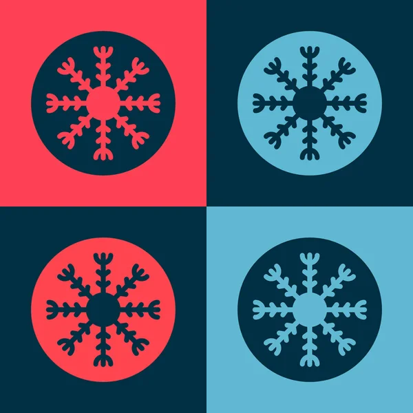 Поп Арт Снежинка Значок Изолирован Цветном Фоне Вектор — стоковый вектор