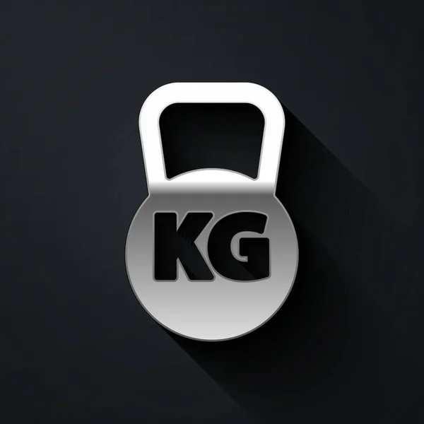 Icono Kettlebell Plateado Aislado Sobre Fondo Negro Equipamiento Deportivo Estilo — Archivo Imágenes Vectoriales