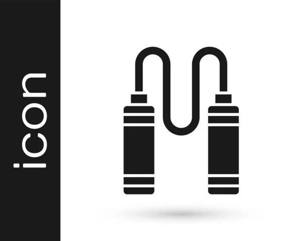 Icône Corde Saut Noir Isolé Sur Fond Blanc Une Corde — Image vectorielle