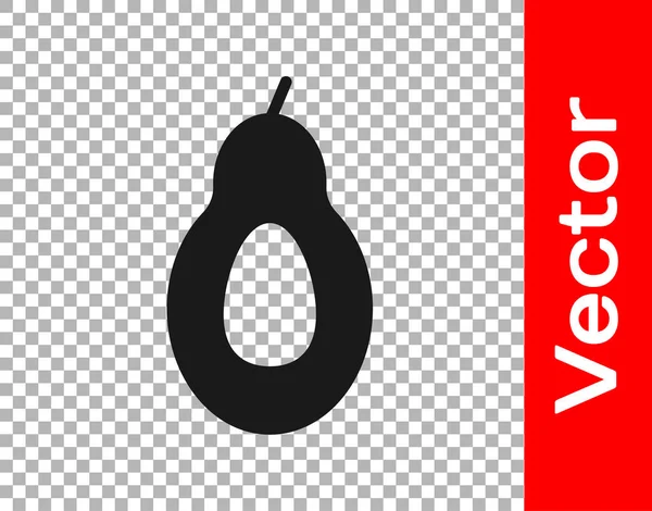Ikone Der Schwarzen Avocadofrucht Isoliert Auf Transparentem Hintergrund Vektor — Stockvektor