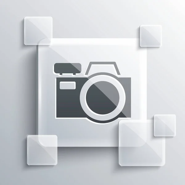 Иконка Камеры Grey Photo Выделена Сером Фоне Значок Фотокамеры Квадратные — стоковый вектор