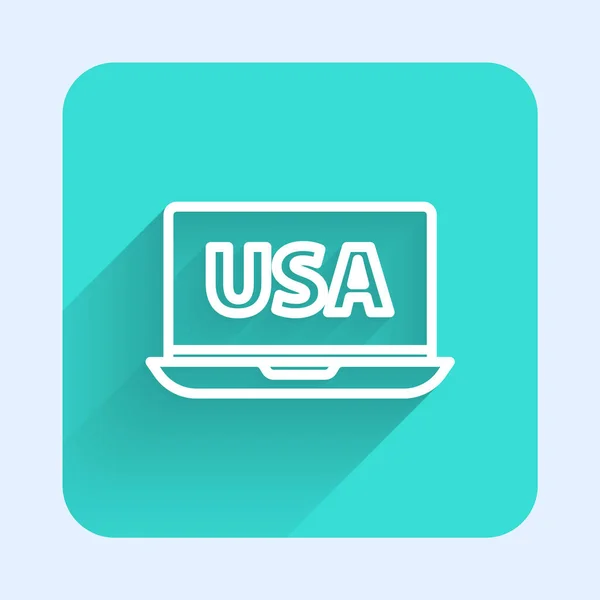 Ligne Blanche États Unis États Unis Amérique Sur Ordinateur Portable — Image vectorielle