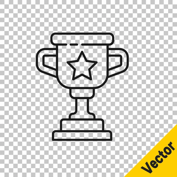 Icono Copa Premio Línea Negra Aislado Sobre Fondo Transparente Símbolo — Vector de stock