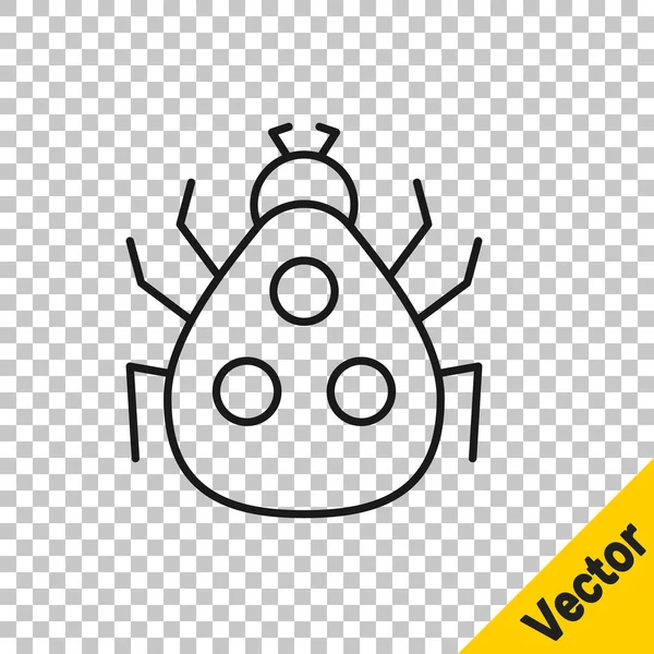 Schwarze Linie Marienkäfer Symbol Isoliert Auf Transparentem Hintergrund Vektor — Stockvektor