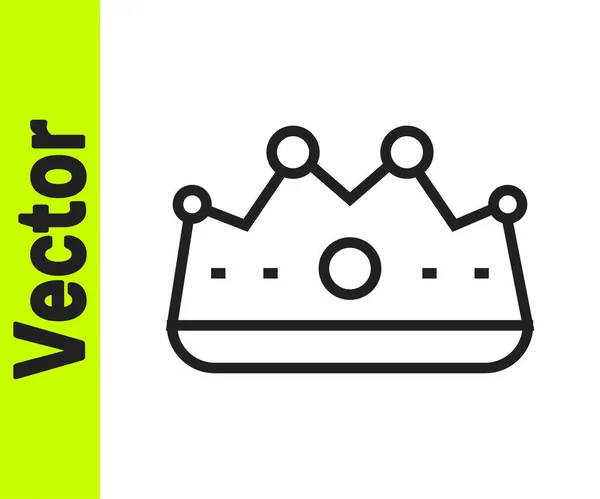 Icono Corona King Línea Negra Aislado Sobre Fondo Blanco Vector — Vector de stock