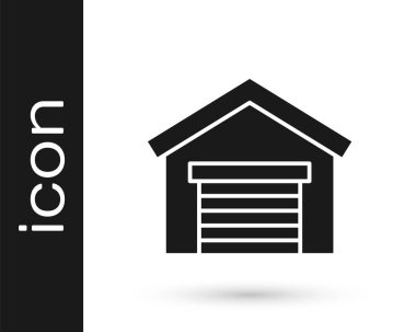 Gri Garaj simgesi beyaz arkaplanda izole edildi. Vektör İllüstrasyonu.