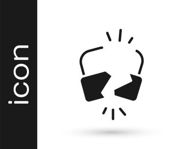 Kırık ya da çatlak kilit simgesi beyaz arka planda izole edilmiş. Kilidi aç işareti. Vektör İllüstrasyonu.