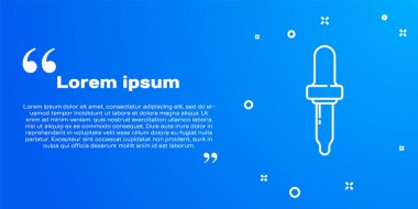 Beyaz çizgi Pipette simgesi mavi arkaplanda izole edildi. Tıbbi elementler, kimya laboratuarı ekipmanları. Damlalı boru. Tıp sembolü. Vektör İllüstrasyonu.
