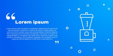 Beyaz çizgi elektrikli kahve öğütücü ikonu mavi arka planda izole edilmiş. Vektör İllüstrasyonu.