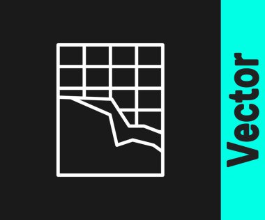 Siyah arkaplanda beyaz çizgi çikolata simgesi var. Vektör İllüstrasyonu.