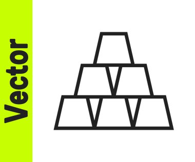 Siyah çizgi altın çubuk simgesi beyaz arkaplanda izole edildi. Bankacılık işi konsepti. Vektör İllüstrasyonu.