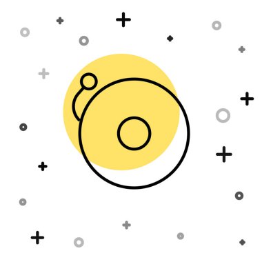 Siyah çizgi alarm zili simgesi beyaz arkaplanda izole edildi. Alarm sembolü, servis zili, el zili işareti, uyarı sembolü. Rastgele dinamik şekiller. Vektör İllüstrasyonu.