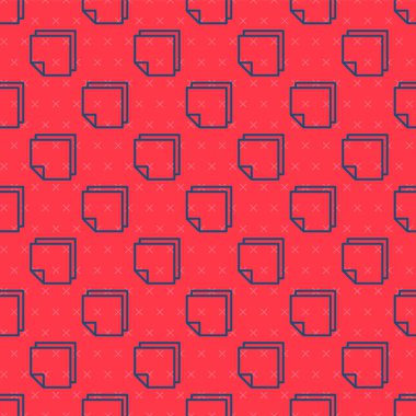 Mavi çizgi Post etiket simgesi kırmızı arkaplanda izole edilmiş dikişsiz desen. Mesaj veya mesaj için yeri olan yapışkan kasetler. Vektör İllüstrasyonu.