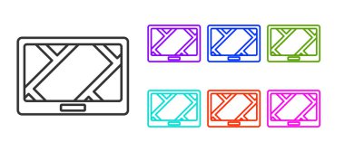 Harita simgesine sahip siyah çizgi GPS cihazı beyaz arkaplanda izole edildi. Simgeleri renklendirin. Vektör İllüstrasyonu.