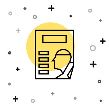 Siyah çizgi sinema poster simgesi beyaz arkaplanda izole edildi. Rastgele dinamik şekiller. Vektör İllüstrasyonu.