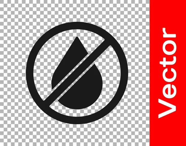 Черная Капля Воды Запрещенная Икона Изолирована Прозрачном Фоне Водяного Знака — стоковый вектор