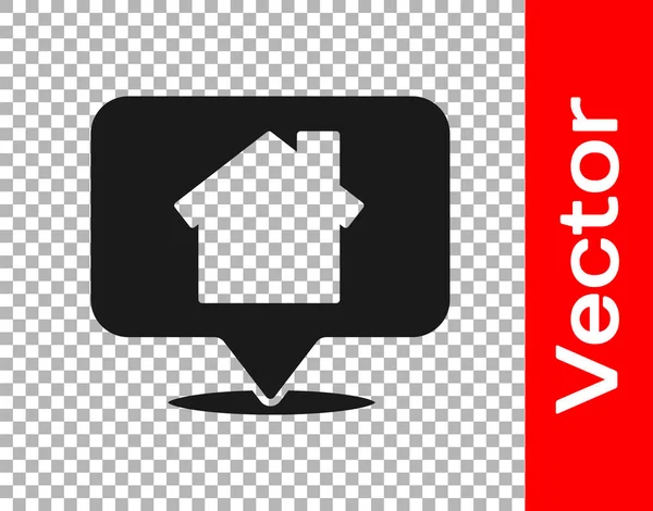 Schwarzer Kartenzeiger Mit Haussymbol Auf Transparentem Hintergrund Markierungssymbol Für Den — Stockvektor