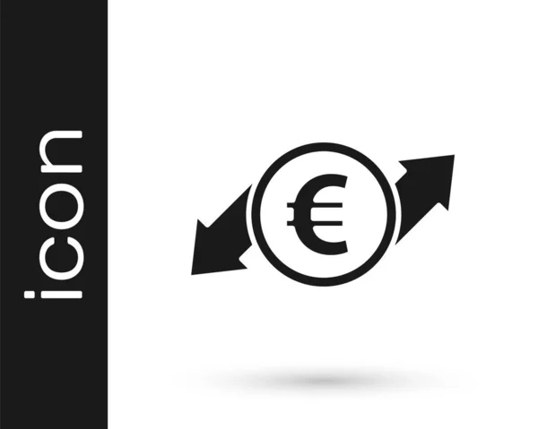 Grijze Financiële Groei Euromuntpictogram Geïsoleerd Witte Achtergrond Toenemende Inkomsten Vector — Stockvector