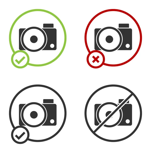 Zwart Fotocamera Pictogram Geïsoleerd Witte Achtergrond Foto Camera Icoon Cirkelknoop — Stockvector