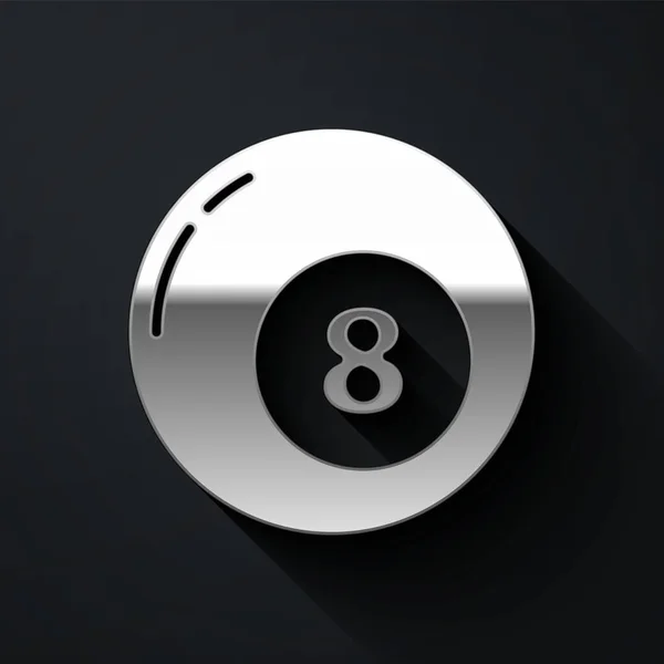Иконка Снукерного Мяча Бассейне Silver Billiard Изолирована Черном Фоне Длинный — стоковый вектор