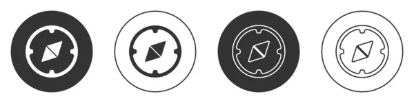 Icona Bussola Nera Isolata Sfondo Bianco Simbolo Navigazione Windrose Segno — Vettoriale Stock
